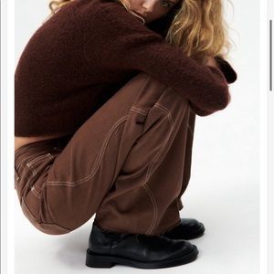 zara wide leg pants, brown, size 28 / us 6